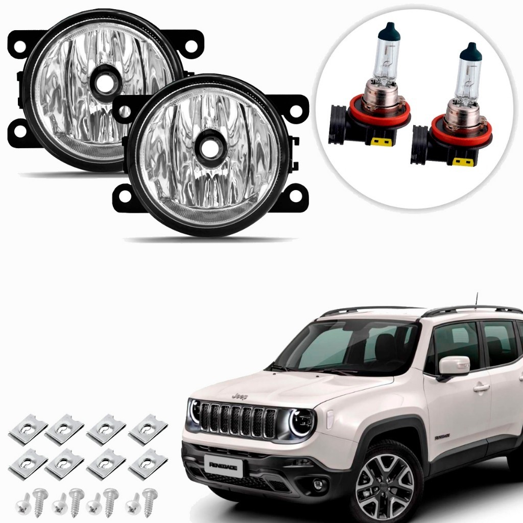Par de Farol de Milha Neblina Auxiliar Farolete Cibie Jeep Renegade 2016 17 18 19 20 21 22