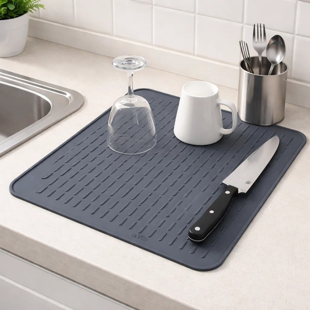 Tapete Escorredor Silicone Secar Louça Pia Copos Talheres Panelas Antiderrapante Bancada Cor sortida