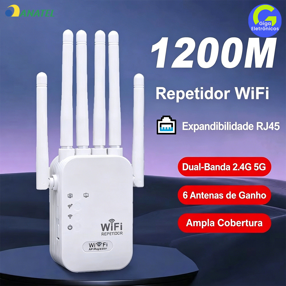 Roteador e Repetidor Wi-Fi Bivolt 110 220V 4 Antenas 1200Mbps Sinal Forte Sem Cortes G8
