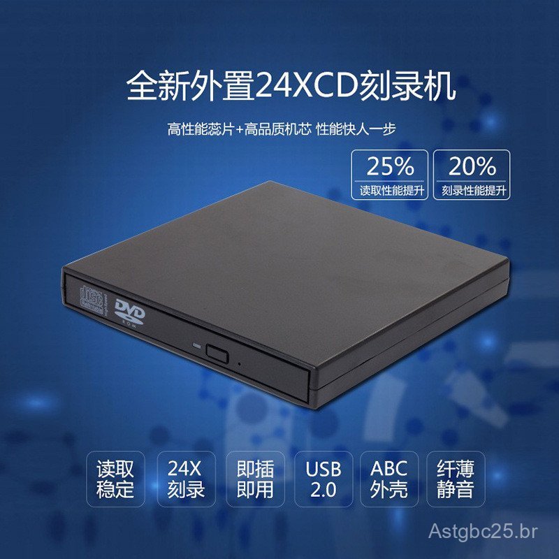 Unidade óptica USB externa, unidade óptica de DVD, gravador de CD universal para laptops, desktops e máquinas all-in-one