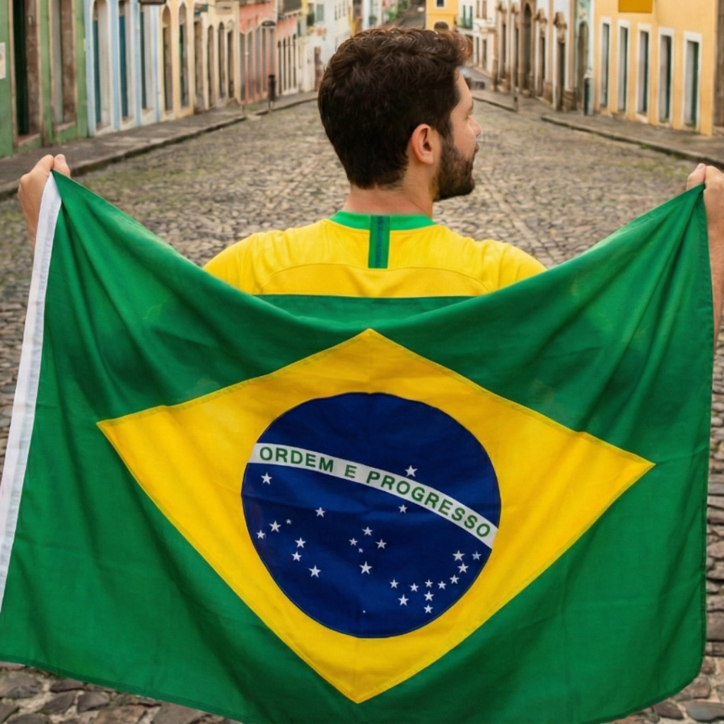 Bandeira do Brasil Copa do Mundo Gigante 1,50m x 0,90m - Poliester Reforçada