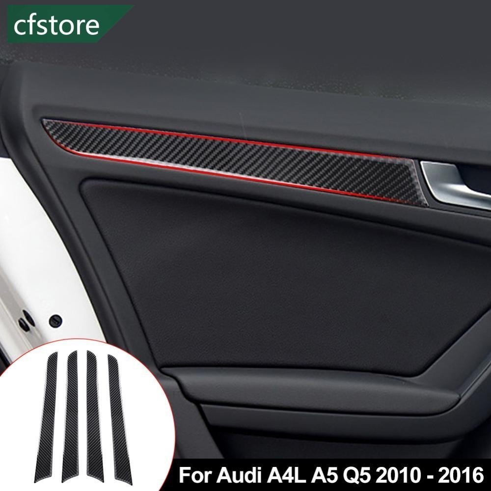 CFSTORE 4 Pçs Interior Do Carro Janela Porta Painel Guarnição Capa Adesivo Interno Tira Estilo De Fibra Carbono Para Aud