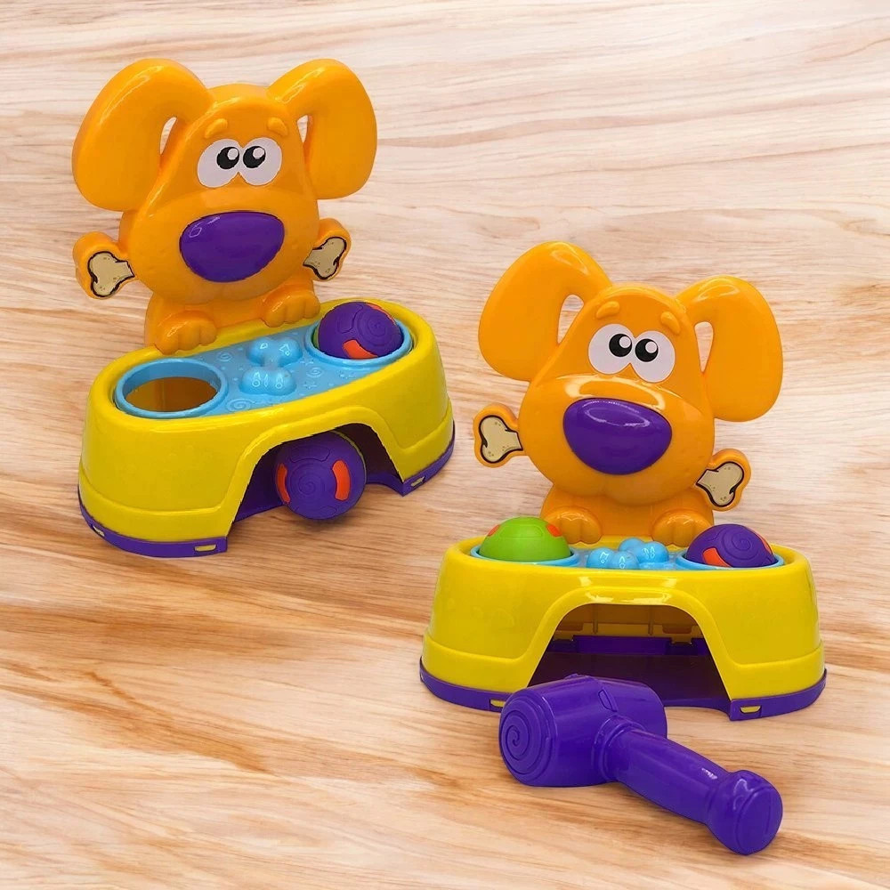 Brinquedo Bebê Infantil Martelo Bate Bate Bate Dog Interativo Bolinhas Possuem sons Martelo Bater