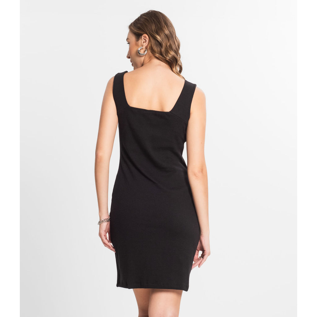 Detalhes do Vestido Canelado Feminino Select Preto