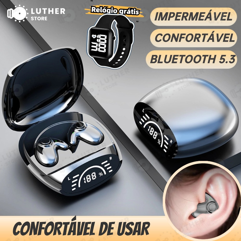 Fone de Ouvido TWS Invisível para Dormir Bluetooth Oculto IPX7 À Prova d'Água com Cancelamento de Ruídos