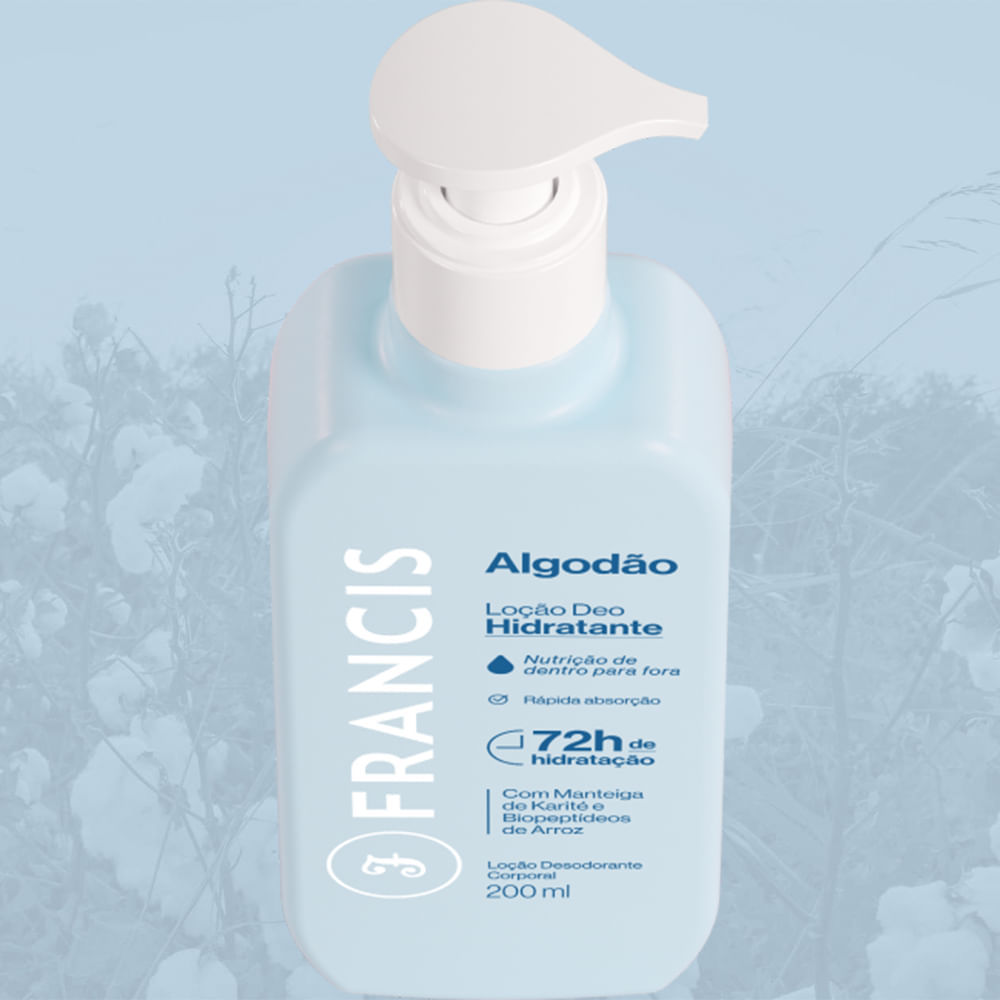 Detalhes do Kit Loção Hidratante Francis Algodão 400ml - 3 Unidades