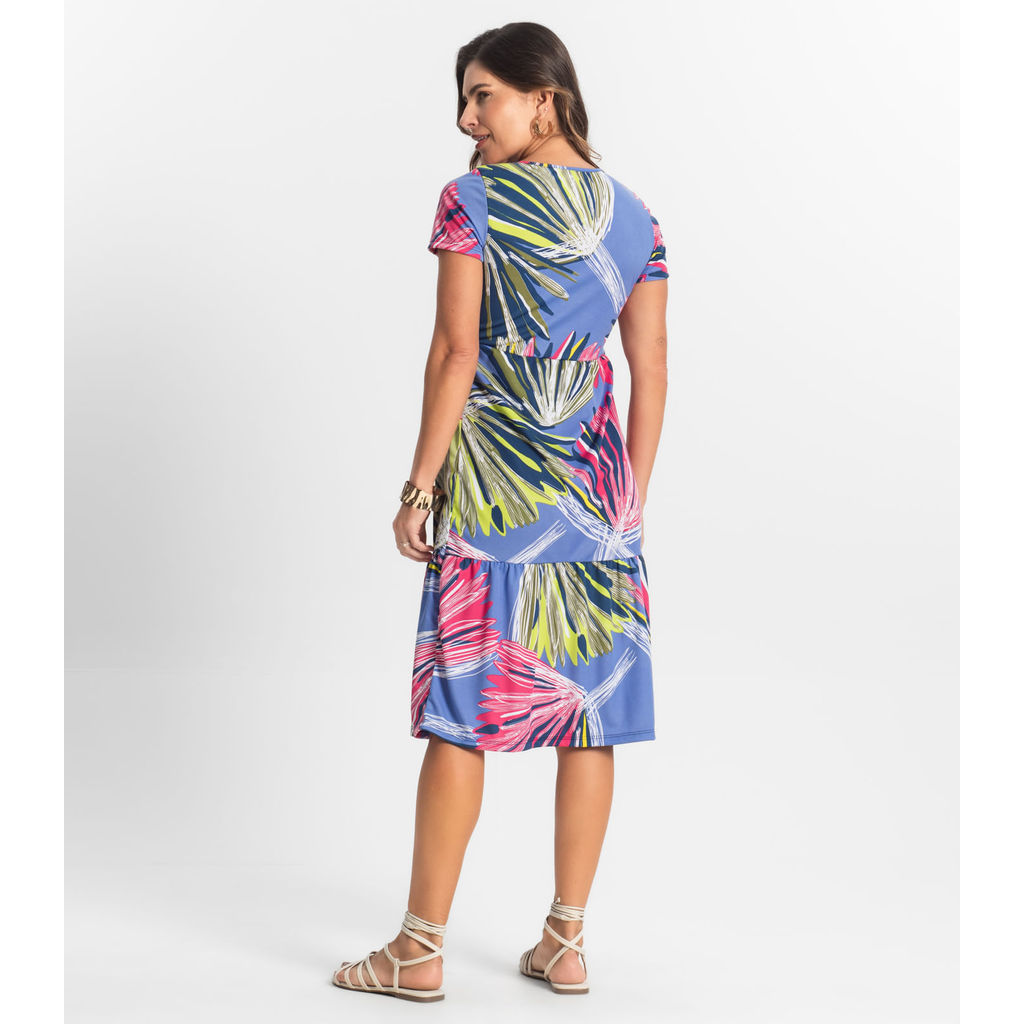 Detalhes do Vestido Midi Feminino Estampado Select Azul