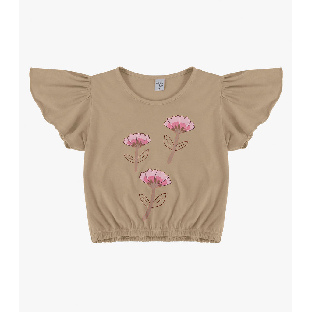 Detalhes do Blusa Infantil Manga Curta Infinita Cor Rosa