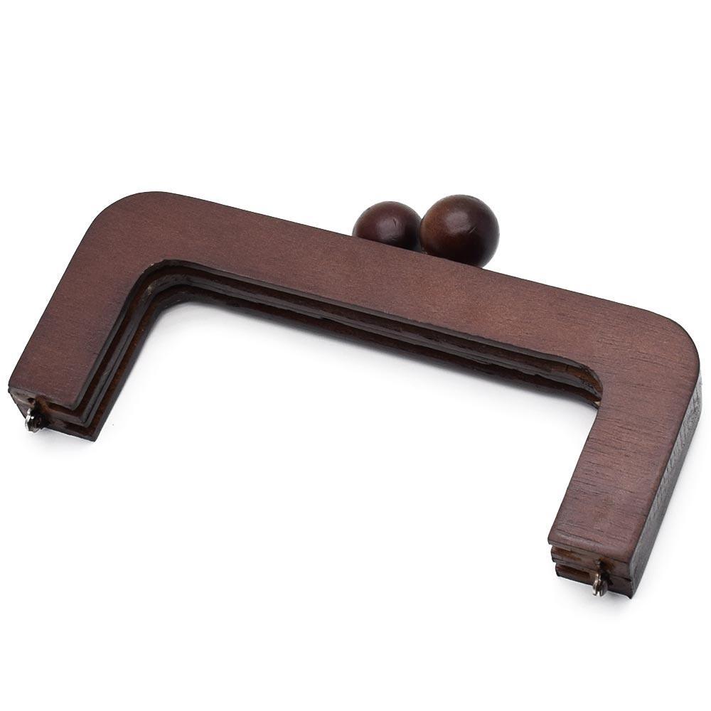 Fecho de Madeira Escura Retrô Círculo - 20 x 11,5cm