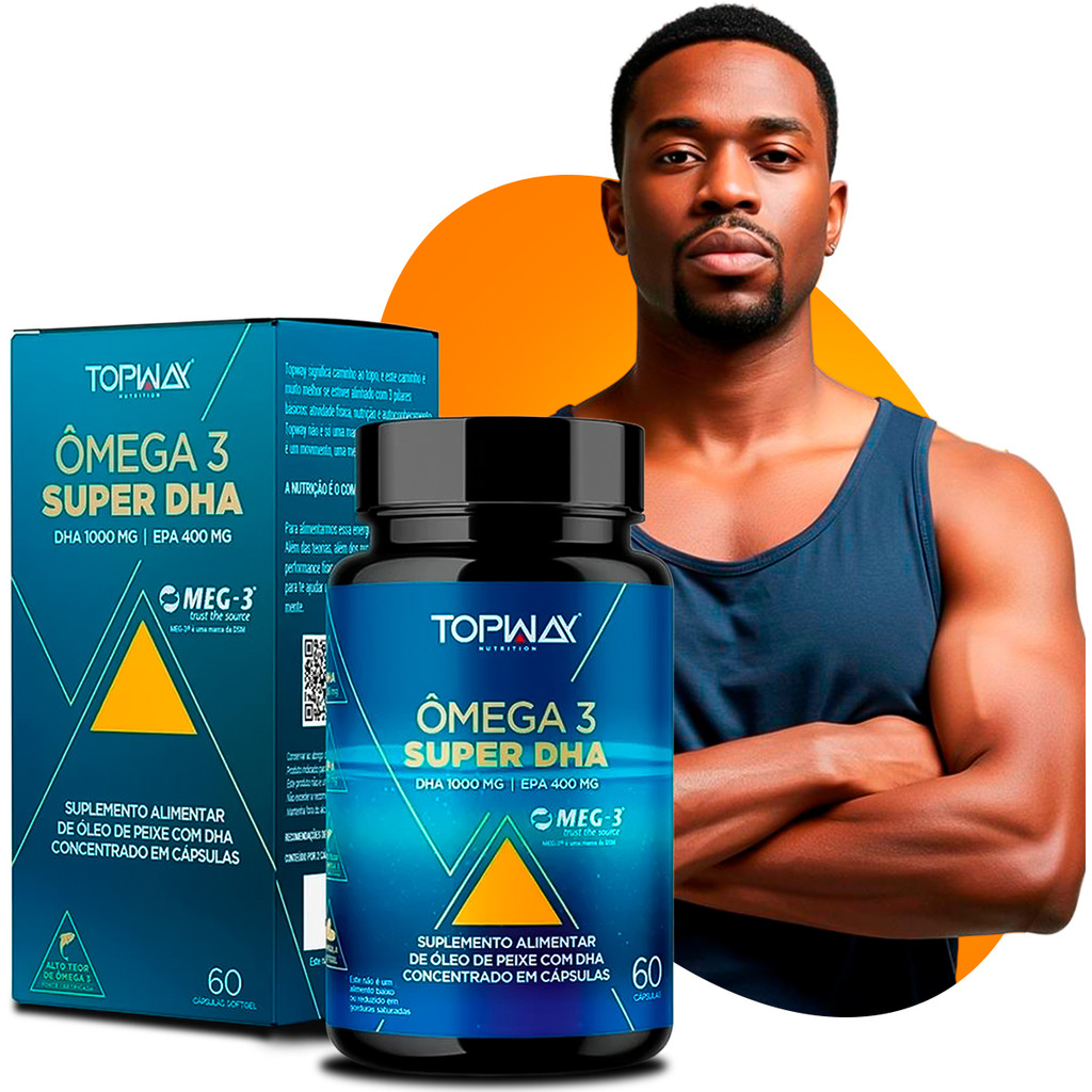 Ômega 3 Top Way Super DHA 1000mg EPA 400mg 60 Cápsulas Óleo de Peixe Suplemento