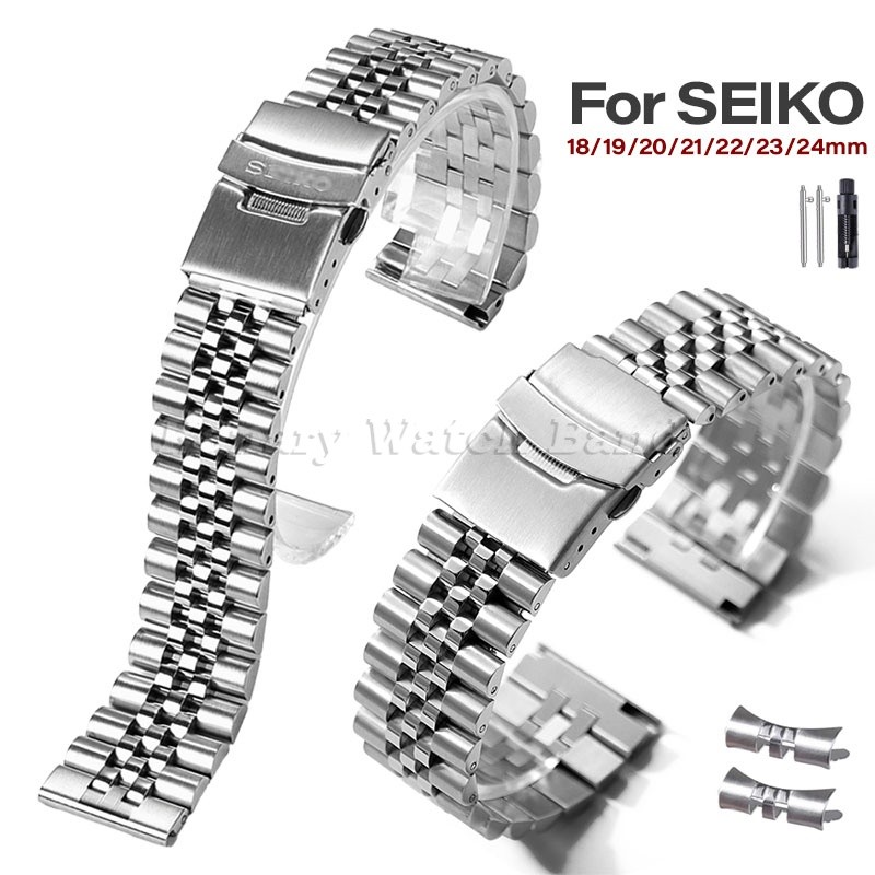 Pulseira De Relógio De Aço Inoxidável Sólido 18 19 20 21 22 23 24mm Para SEIKO SKX007 SKX009 Jubileu Metal Plana Curvada