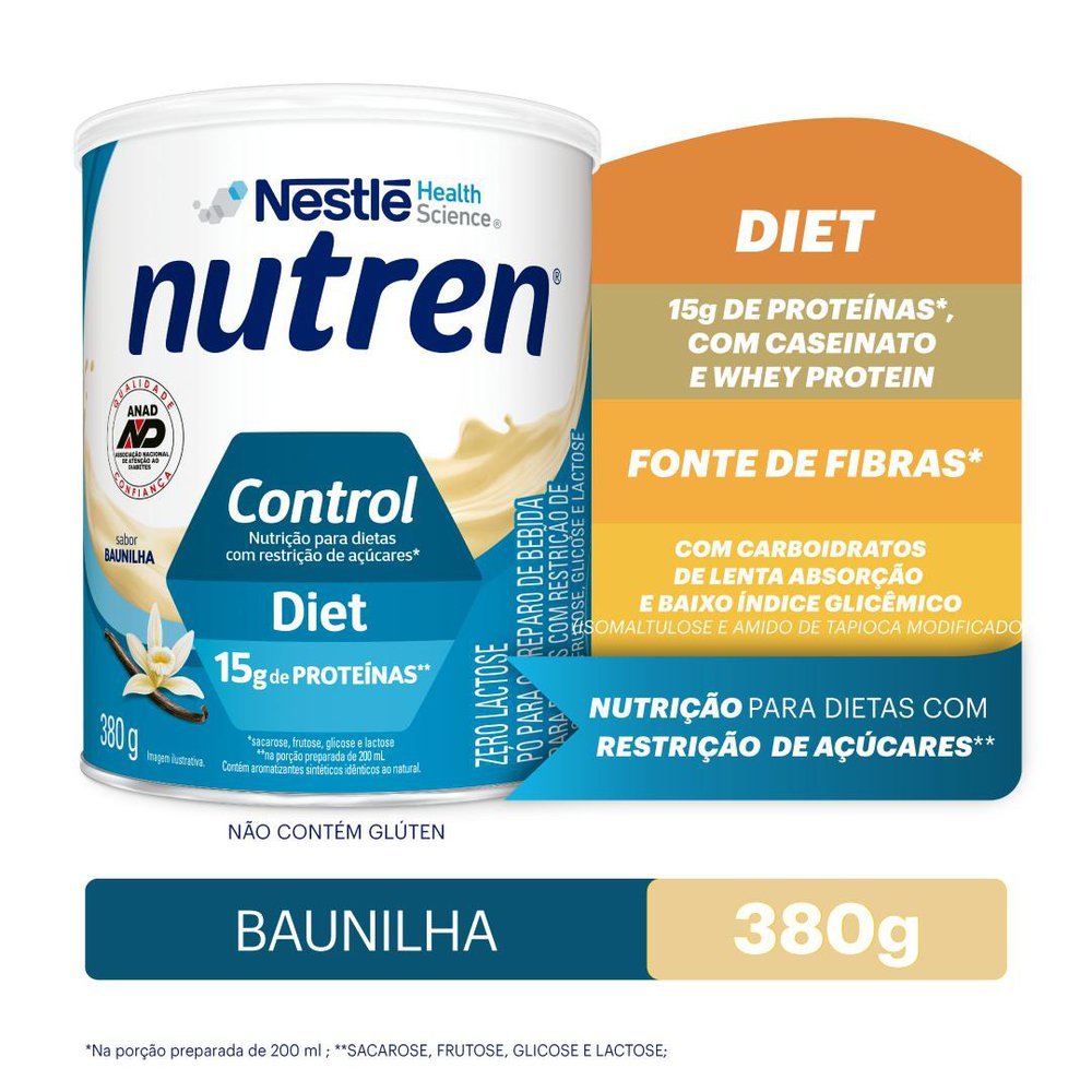 Detalhes do Nutren Control Diet Baunilha Complemento Alimentar 380g