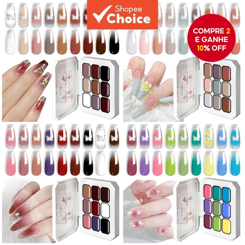 Conjunto De Paleta De Pigmentos De Esmalte 9 Em 1 Limegirl Para Design De Unhas Em Gradiente, Manicure Diy E Decoração