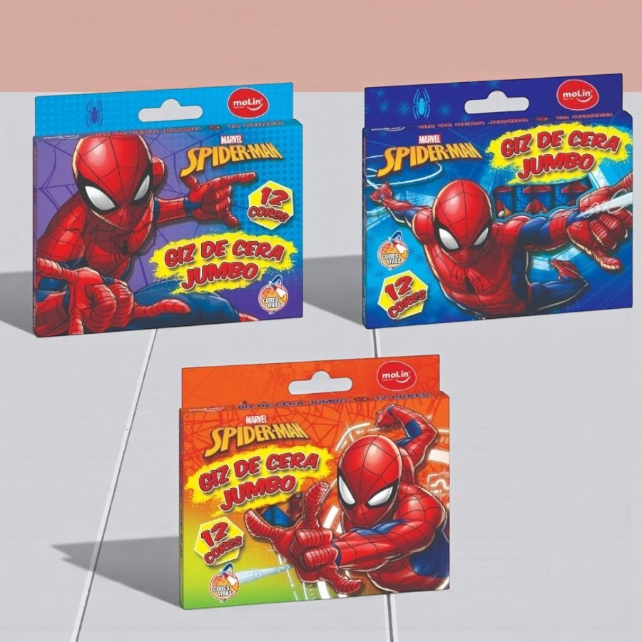 Giz de Cera Homem Aranha - Jumbo - 12 Cores - Disney Original - 1 unidade - Rizzo em Oferta na Shopee