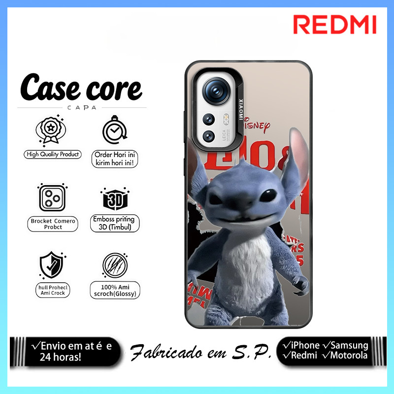 Stitch Na Moda E Legal Roupa De Pelúcia Para Xiaomi Redmi Note13 12 11 9 10 10C 14C 8 7 Pro plus Poco X5 X6 Caso De Tele