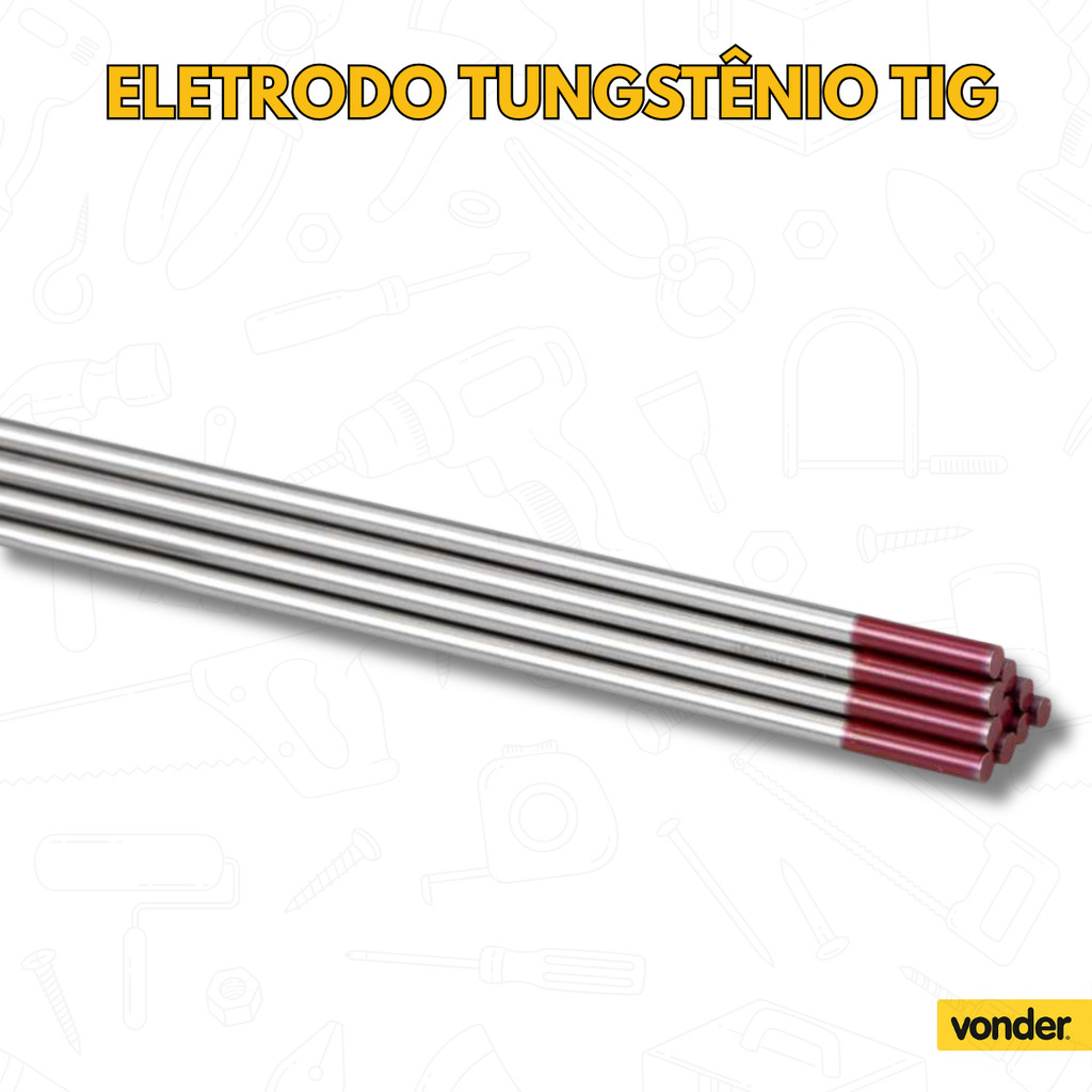 Eletrodo Tungstênio TIG 2,4mm Ponta Vermelha Vonder