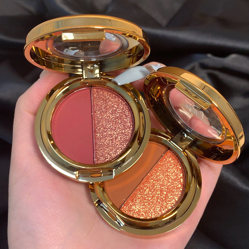 Paleta de sombras de duas cores 2021 novo estilo influenciador cor da terra ins Super quente alto brilho cor de abóbora 