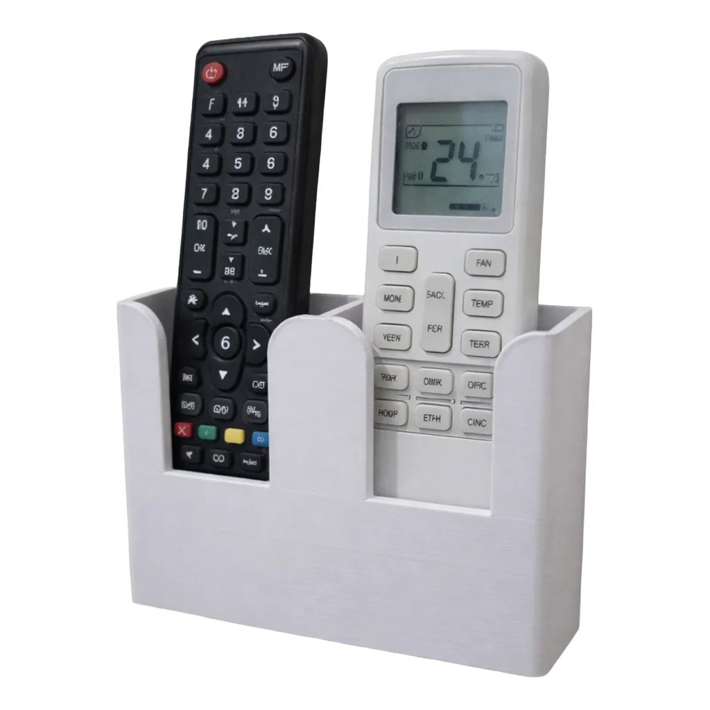 Suporte De Parede Duplo Controle Remoto Tv Ar Condicionado Branco