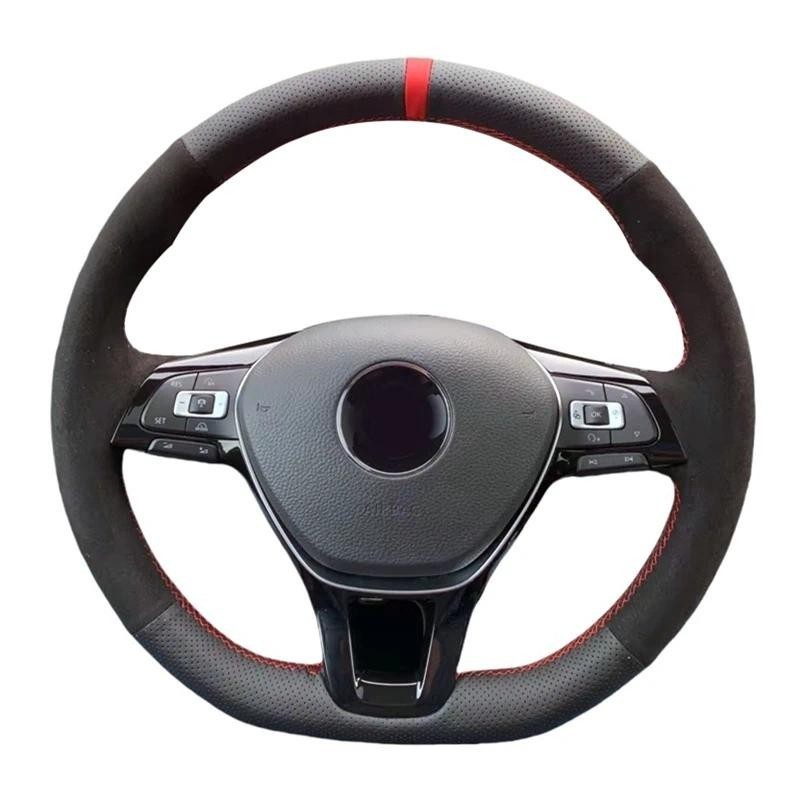 Costura À Mão Couro Camurça Capa De Volante Do Carro Para Volkswagen Vw Golf 7 Mk7 Nieuwe Polo jetta Passat B8 Acessório