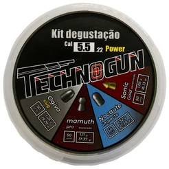 Chumbinho Technogun Kit Degustação Power 5.5mm - Ogiva Slug, Mamuth Pro, Nocaute, Sonic Gold - 200un