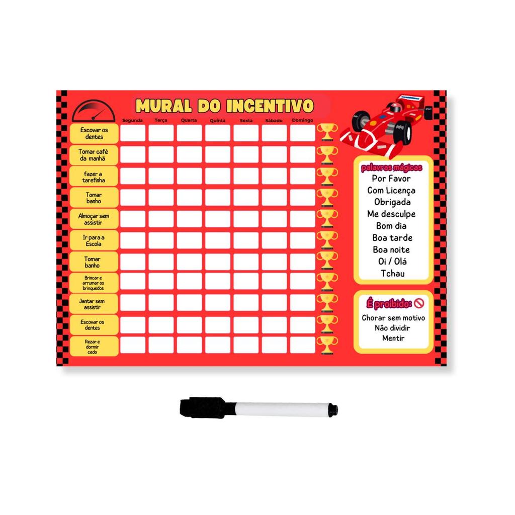 Quadro infantil - regras incentivo - imã de geladeira carros