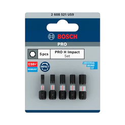 Pacote com 5 Bits Allen 25mm H3, H4, H5 e H6 Pro Impact Bosch 2608521U59