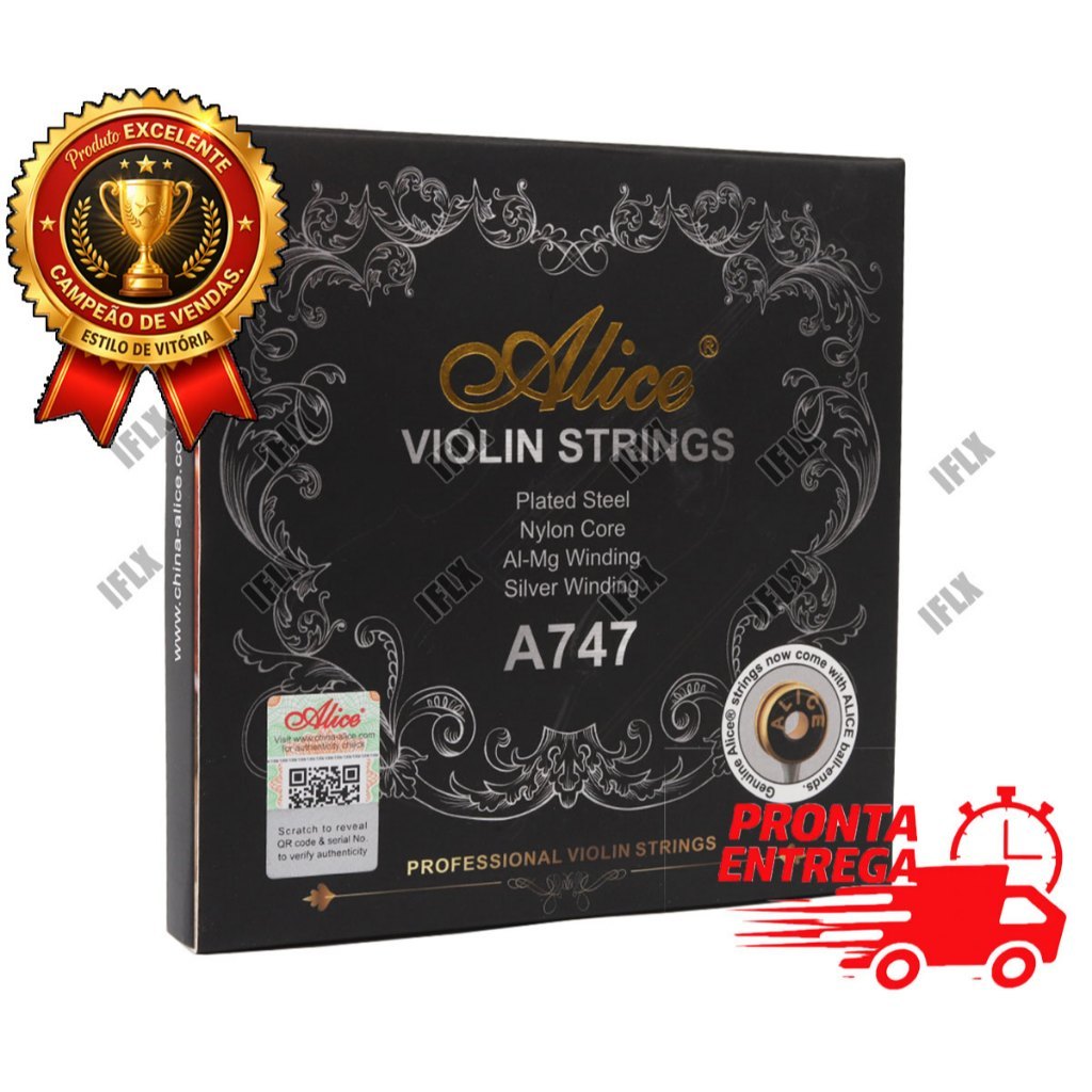 Corda Encordoamento Alice A-747 P/ Violino Profissional A747 - C/corda Mi Extra Profissional
