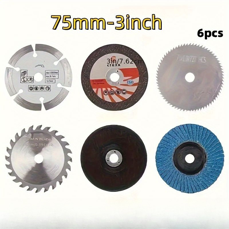 Lâmina de serra 75mm 6peças furo de 10mm serra Circular de Metal serra plana disco de corte especial