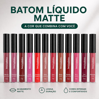 Batom Líquido Matte 24h Alta Fixação Longa Duração Efeito Matte Secagem Rápida Bio Instinto
