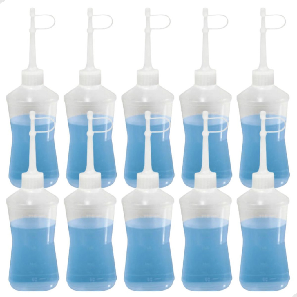 Almotolia Plástica Natural Bico Reto Frasco 250ml polietileno Kit com 12