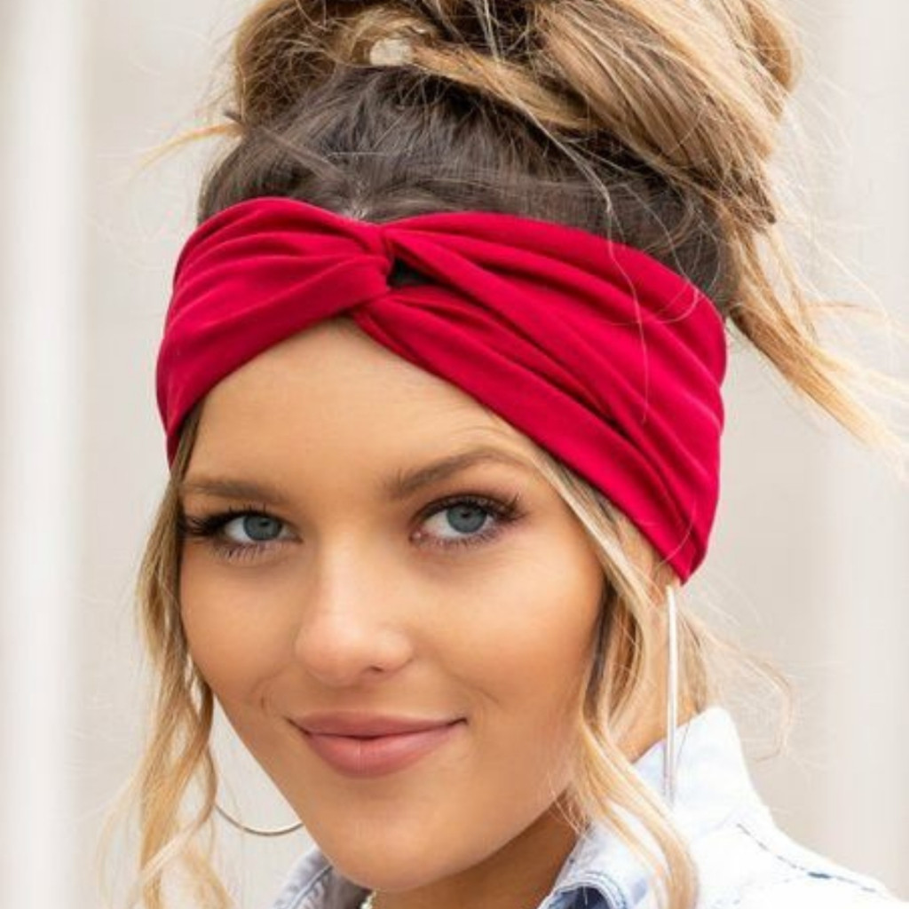 Kit 2 Faixa de Cabelo Turbante Feminino Nó Frontal Elástico Confortável Moda Várias Cores