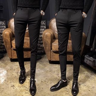 Primavera verão calças casuais masculinas novo estilo fino-ajuste pés pequenos All-match calças de terno de negócios ver