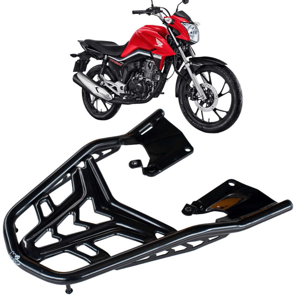 BAGAGEIRO SUPORTE BAU CG TITAN 160 2015 A 2024 CURTO PRETO MA ACESSÓRIOS