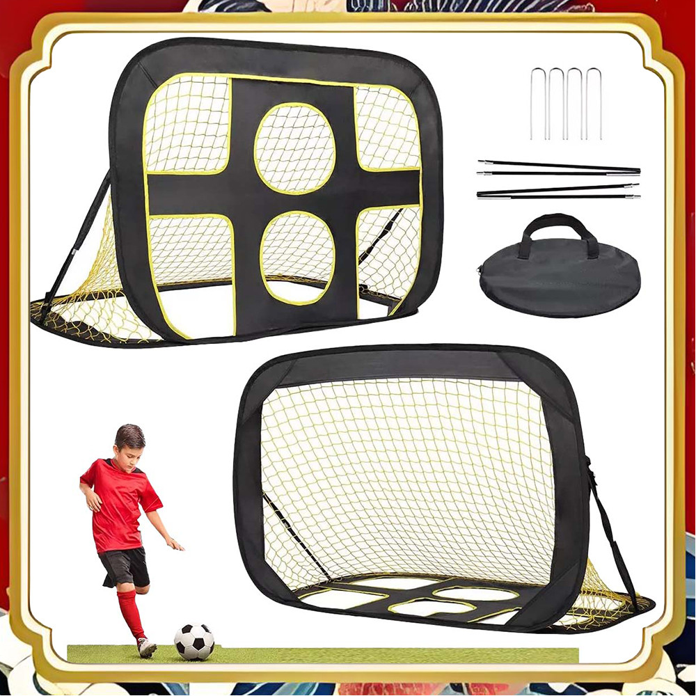 Gol de treinamento de lançador de futebol de seis buracos com suporte saco de armazenamento de unhas à terra conjunto co
