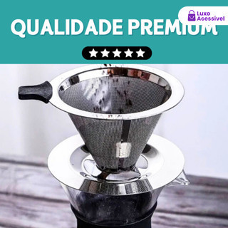 Filtro Coador De Café Inox 103/102/101 - Com Pegador em Silicone - Peneira Aço Reutilizável - CH em Oferta na Shopee