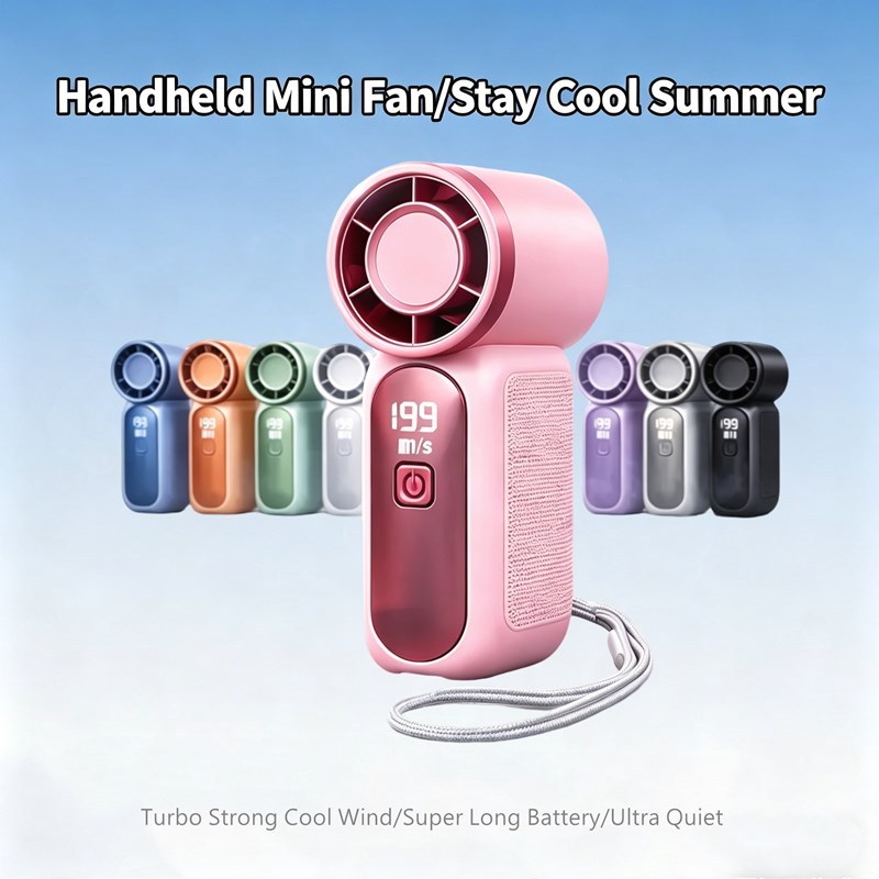 Mini Ventilador Portátil de Mão, Ventilador de Bolso Ajustável, Ventilador de Resfriamento Recarregável por USB para Aca