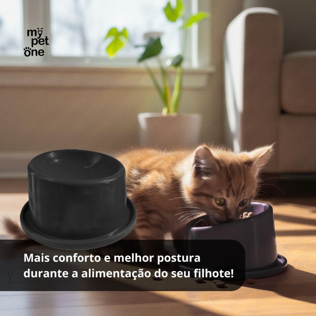 Comedouro Gato Filhote Ergonômico 80ml Mypetone Preto · foto 2