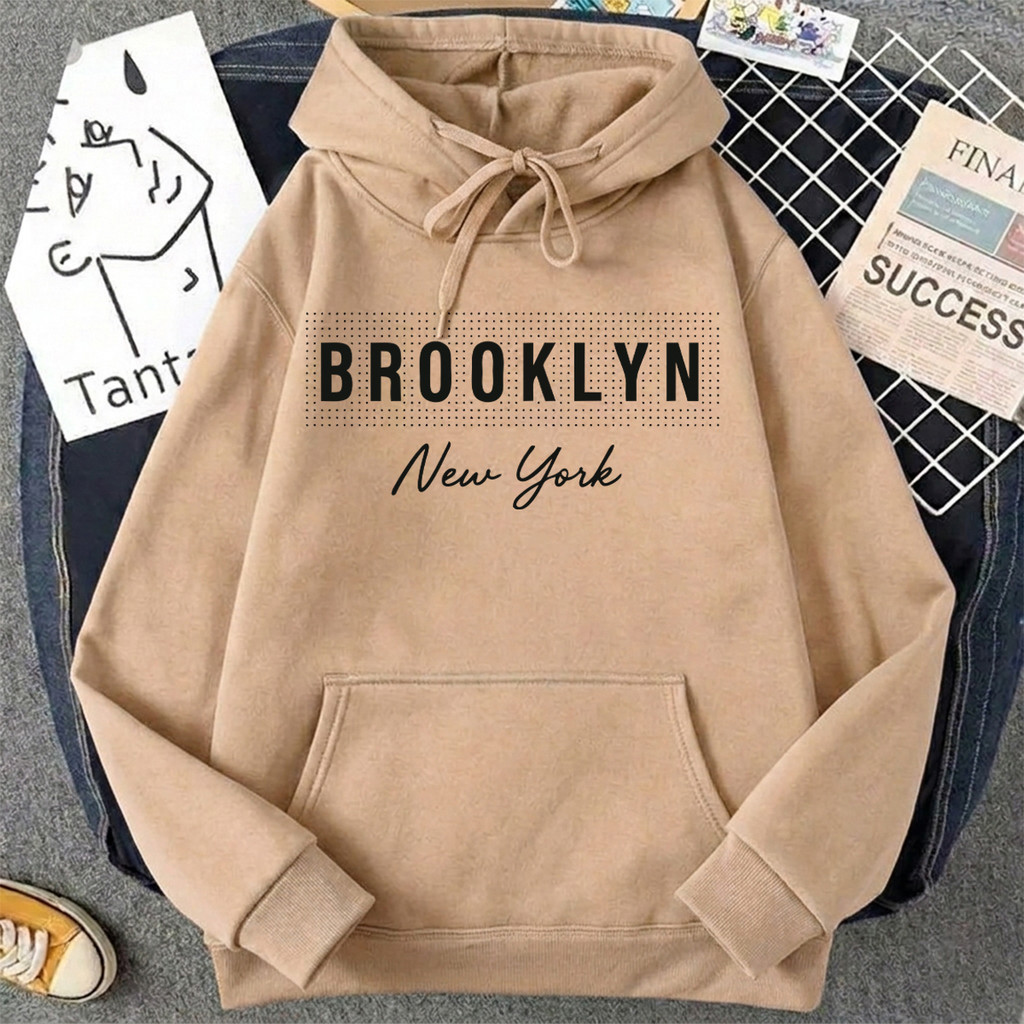 Moletom Canguru Brooklyn New York Capuz Blusa Frio Flanelado Premium Confortável Quentinho Flanelado