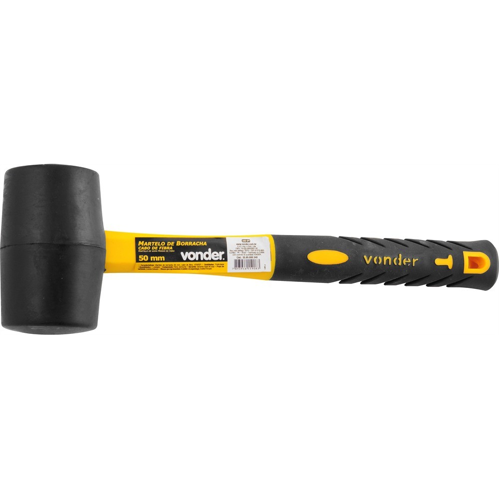 Martelo Borracha 50mm 340g Cabo Fibra Reforçado Vonder