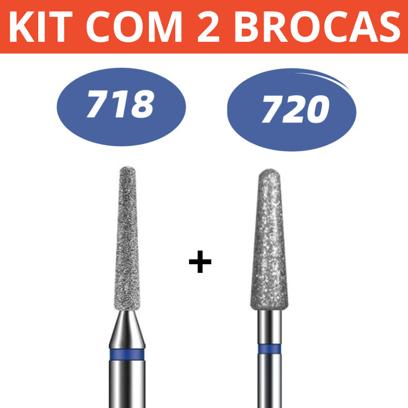 2 Brocas Diamantada 718 720 Cutícula Unha Motor Kit Brocas