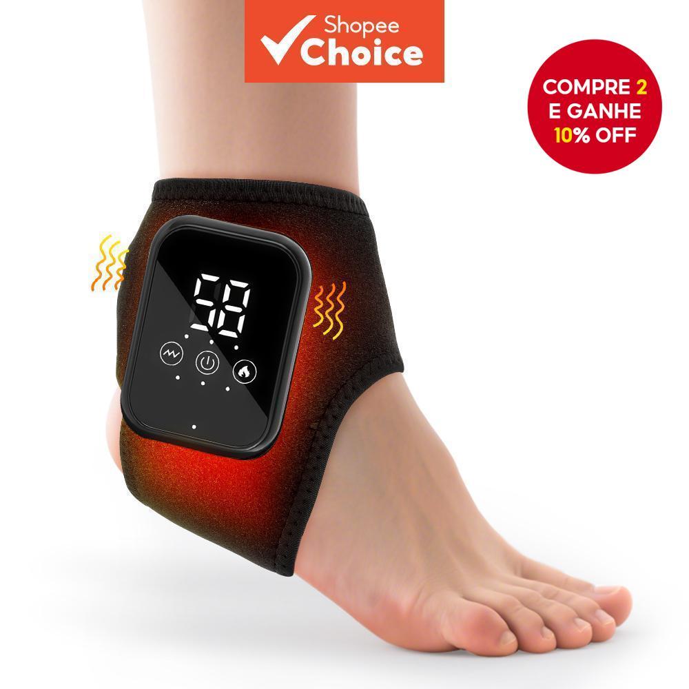 Massageador de tornozelo para alívio da dor, cinta térmica com 3 níveis de aquecimento e 3 ajustes de velocidade em Oferta na Shopee
