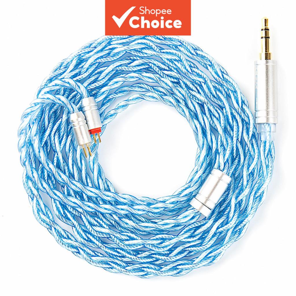 Cabo Auricular KBEAR Palm Thunder IEM 4 fios banhado a prata para MMCX QDC Fio de fone de ouvido HiFi