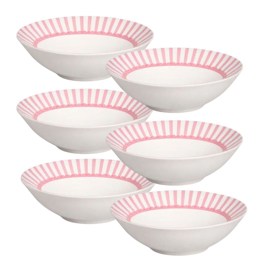 Cj 6 Bowls 300ml Laço Rosa em Cerâmica - Alleanza em Oferta na Shopee