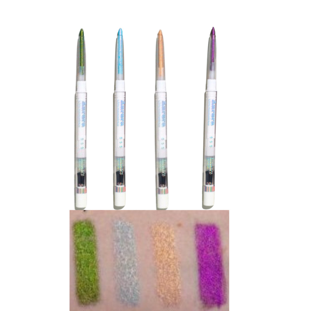 Kit C/4 Lápis Delineador Para olhos (Verde, Purpura, Dourado, Cristal)Retrátil Holográfico Luisance