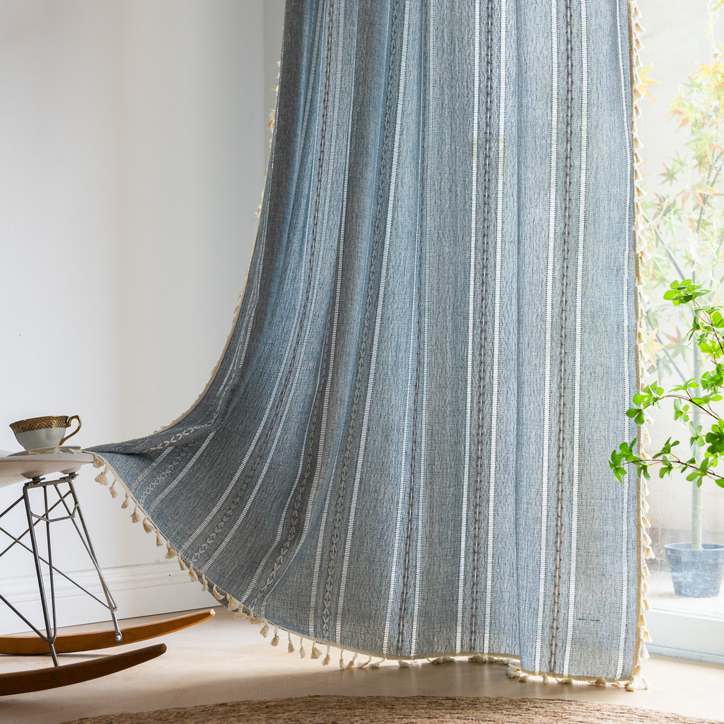 Cortinas Chiques Vintage Com Borlas Para Sala De Estar , Quarto , Decoração De Casa , Haste De Bolso , Tratamento De Jan em Oferta na Shopee