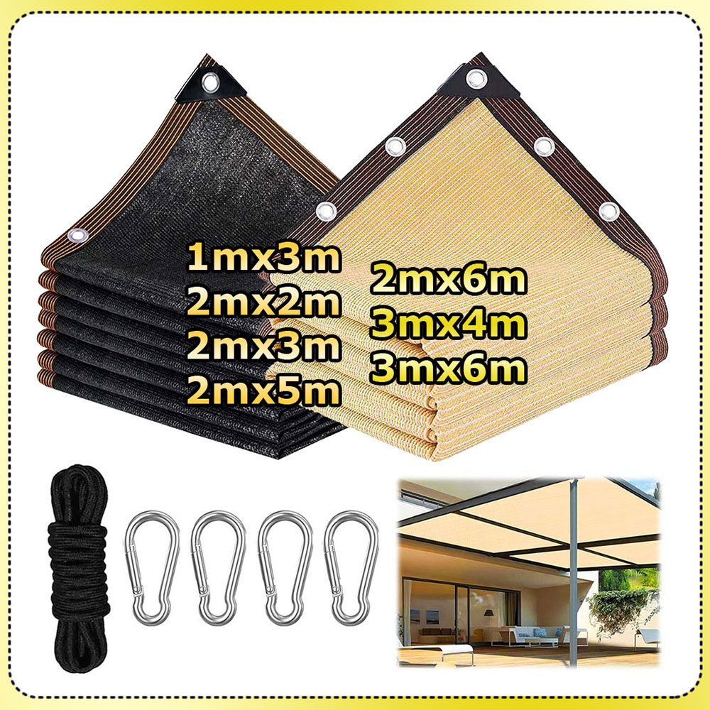 Rede de sombreamento para jardins com ilhós metálicos Rede de proteção solar para áreas externas Preto/Bege em Oferta na Shopee