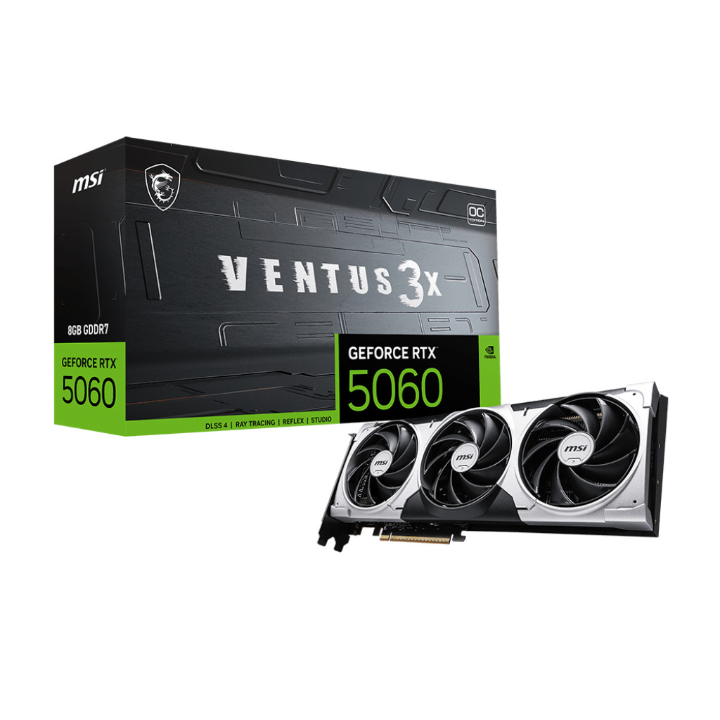Placa de Vídeo MSI RTX 5060 8GB Ventus 3x OC GDDR7 128 Bits