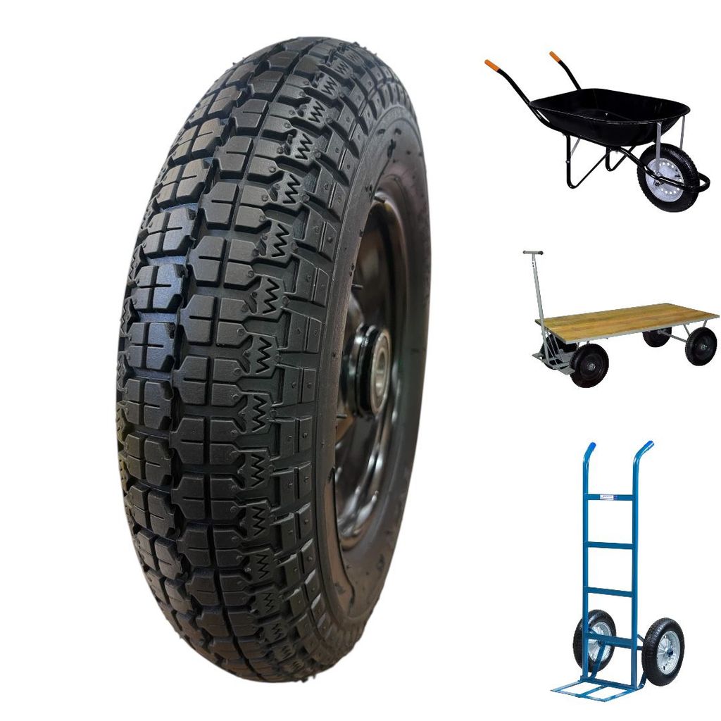 Roda Completa 350-8 Pneu C/ Câmara Ar aro 8 polegada Carrinho Carga Mão Plataforma com rolamento 25,4mm duplo