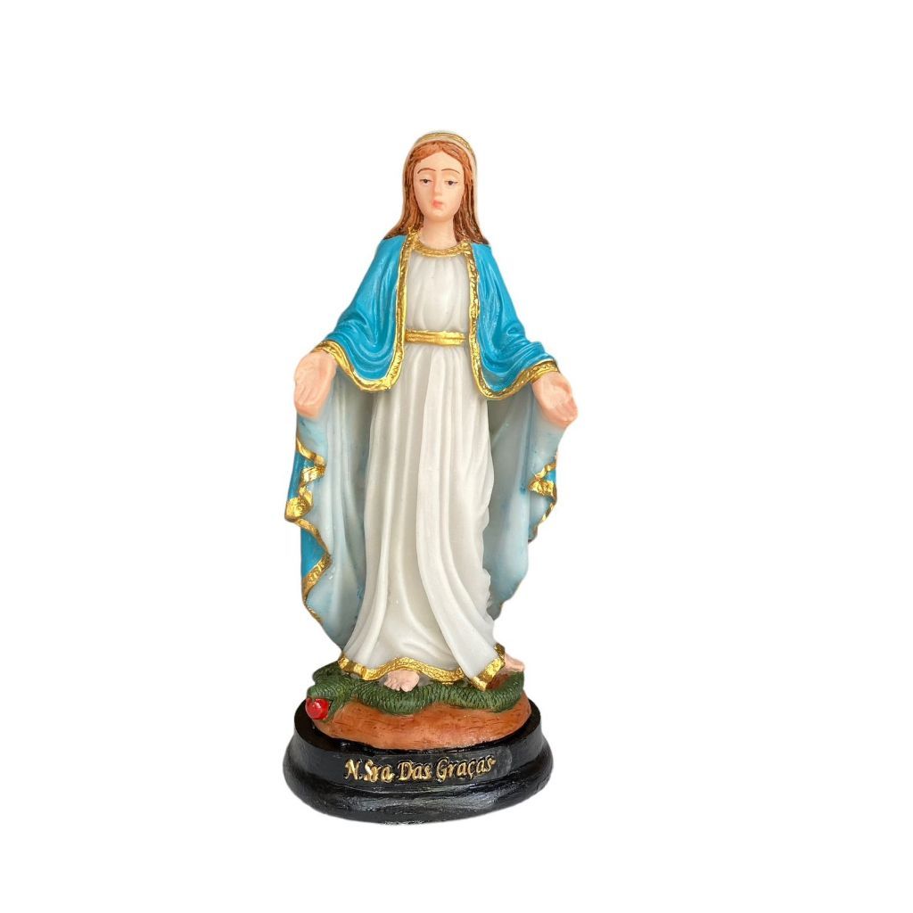 Imagem Nossa Senhora das Graças 12cm – Resina Pintada à Mão, Decoração Artesanal Religiosa em Oferta na Shopee