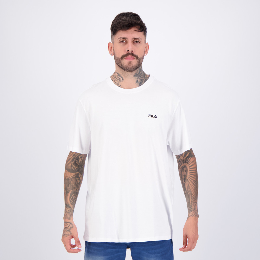 Camiseta Fila Regular Classic Branca e Preta
